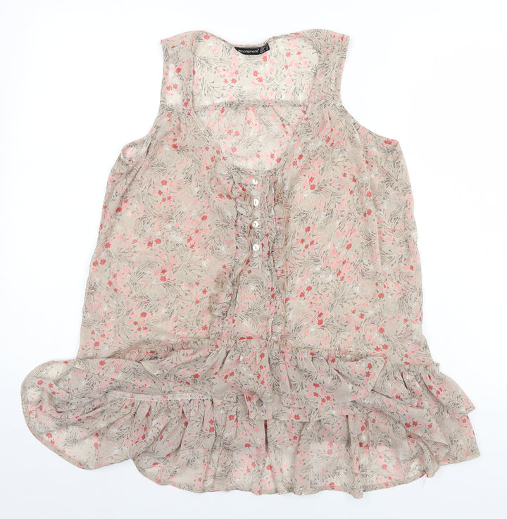 Atmosphere Womens Beige Floral  Basic Blouse Size 14