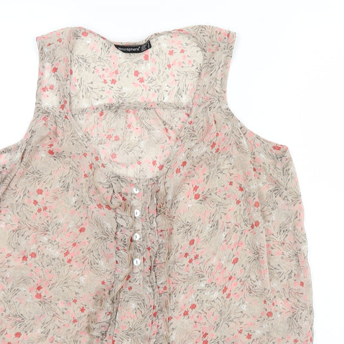 Atmosphere Womens Beige Floral  Basic Blouse Size 14