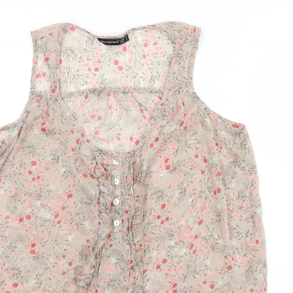 Atmosphere Womens Beige Floral  Basic Blouse Size 14