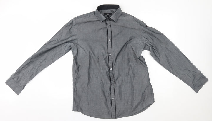 George Mens Grey Button-Up Size 16