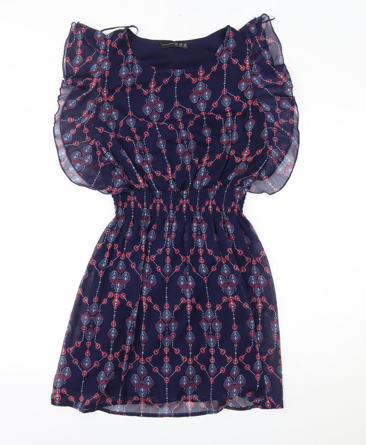 Atmosphere Womens Blue Fair Isle A-Line Size 10