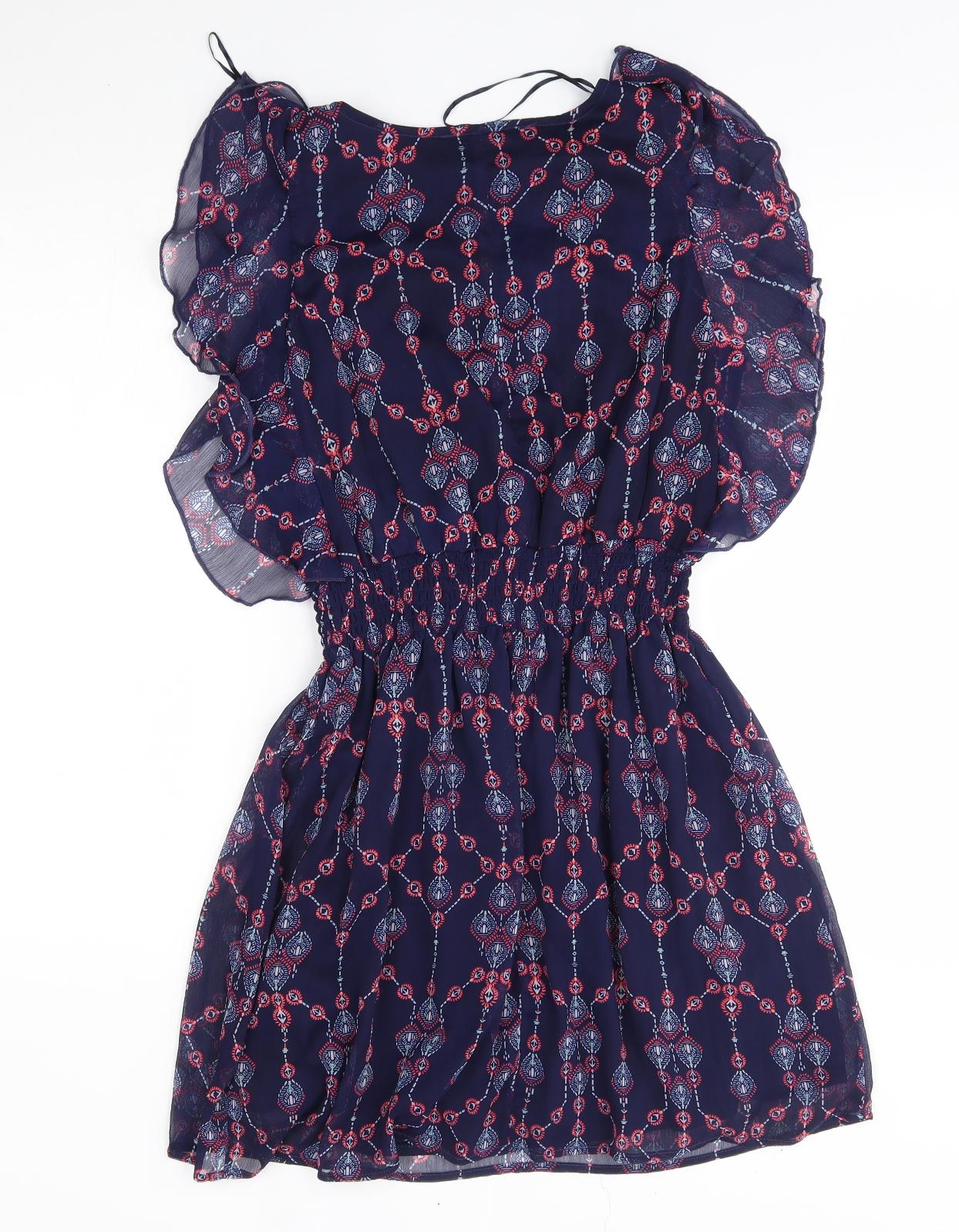 Atmosphere Womens Blue Fair Isle  A-Line  Size 10