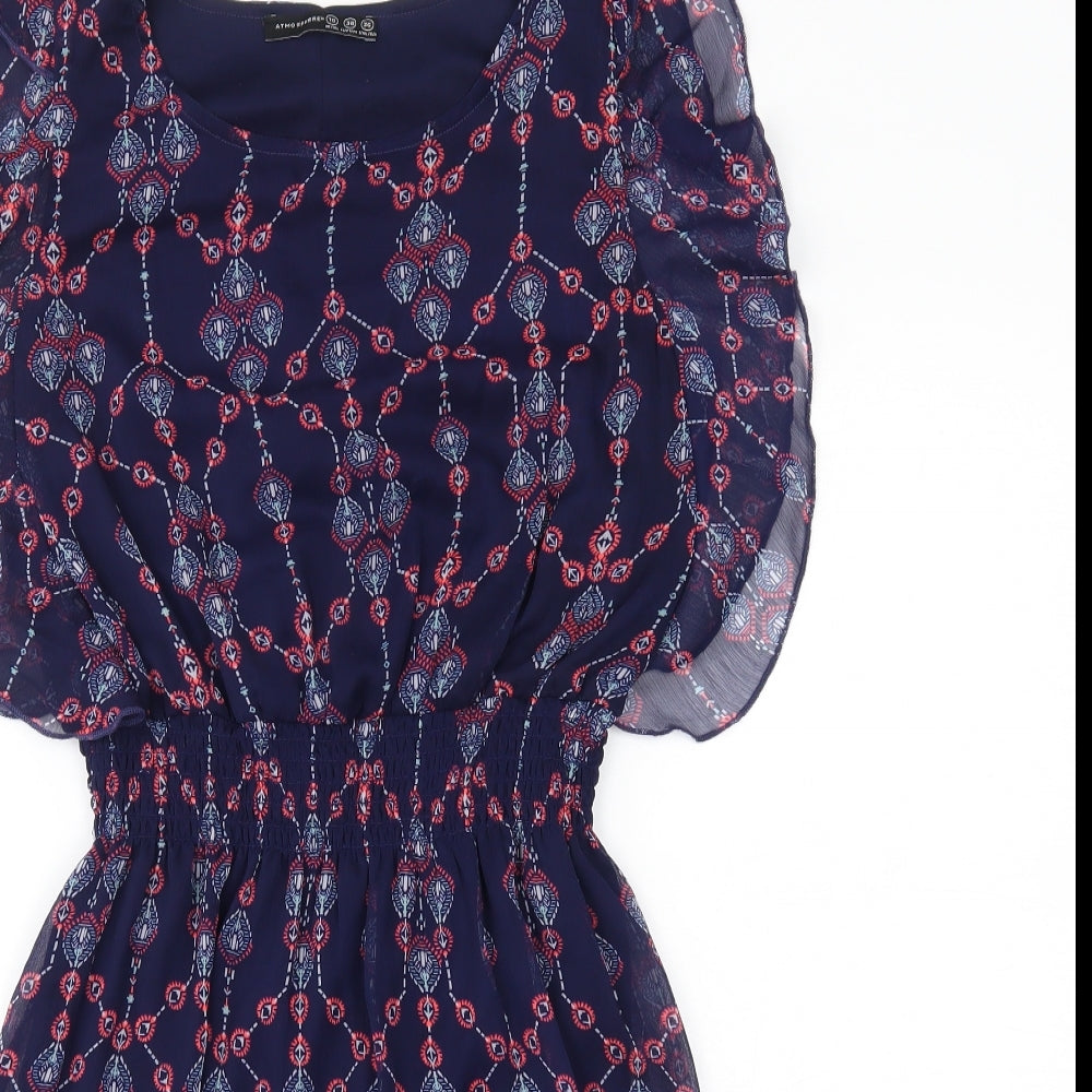 Atmosphere Womens Blue Fair Isle  A-Line  Size 10