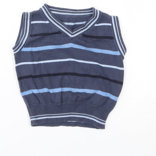 Matalan Baby Blue Striped  Vest Jumper Size 0-3 Months