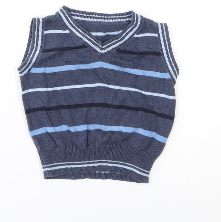 Matalan Baby Blue Striped  Vest Jumper Size 0-3 Months