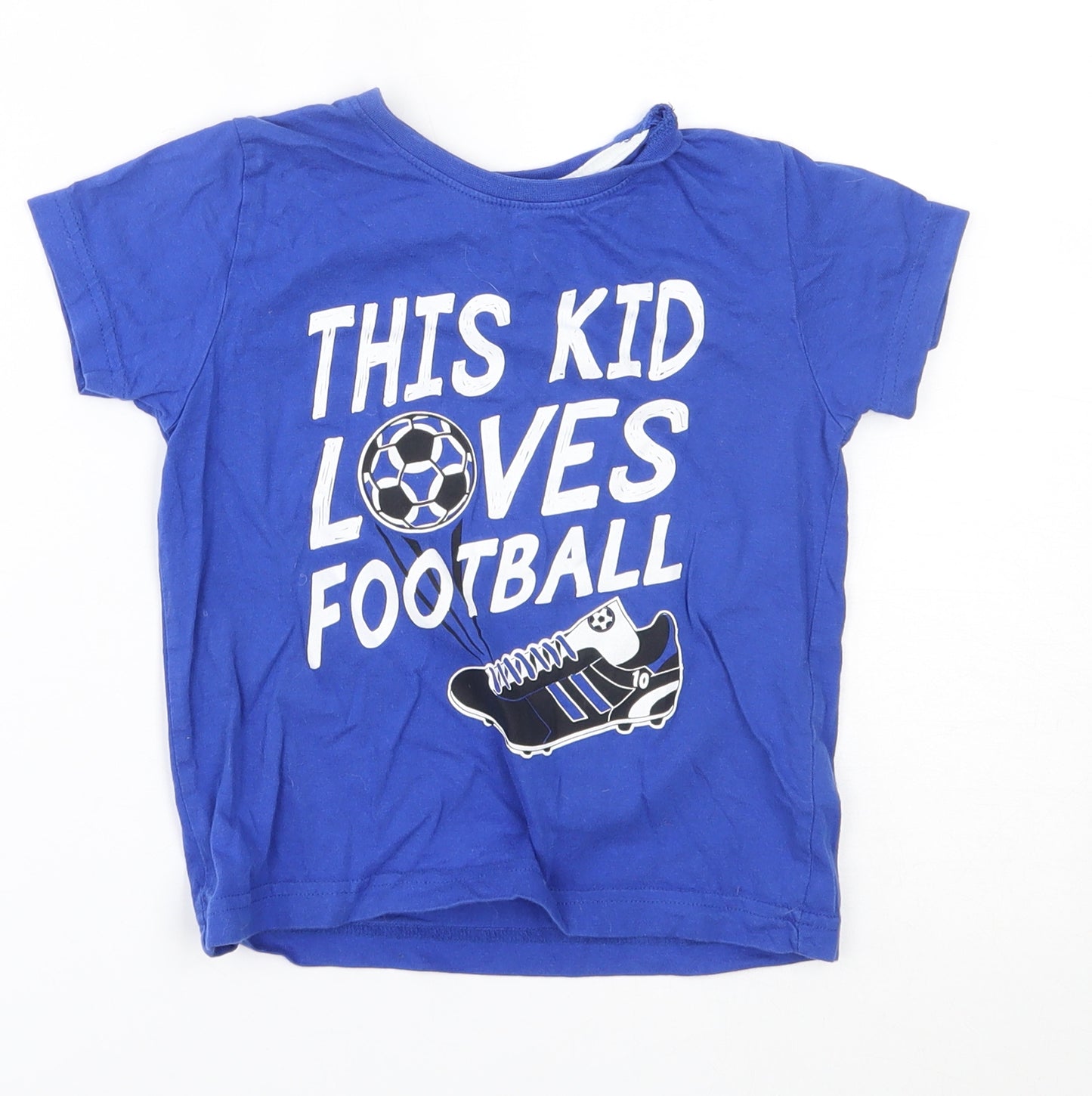 Primark Boys Blue   Basic T-Shirt Size 3-4 Years  - this kid loves football
