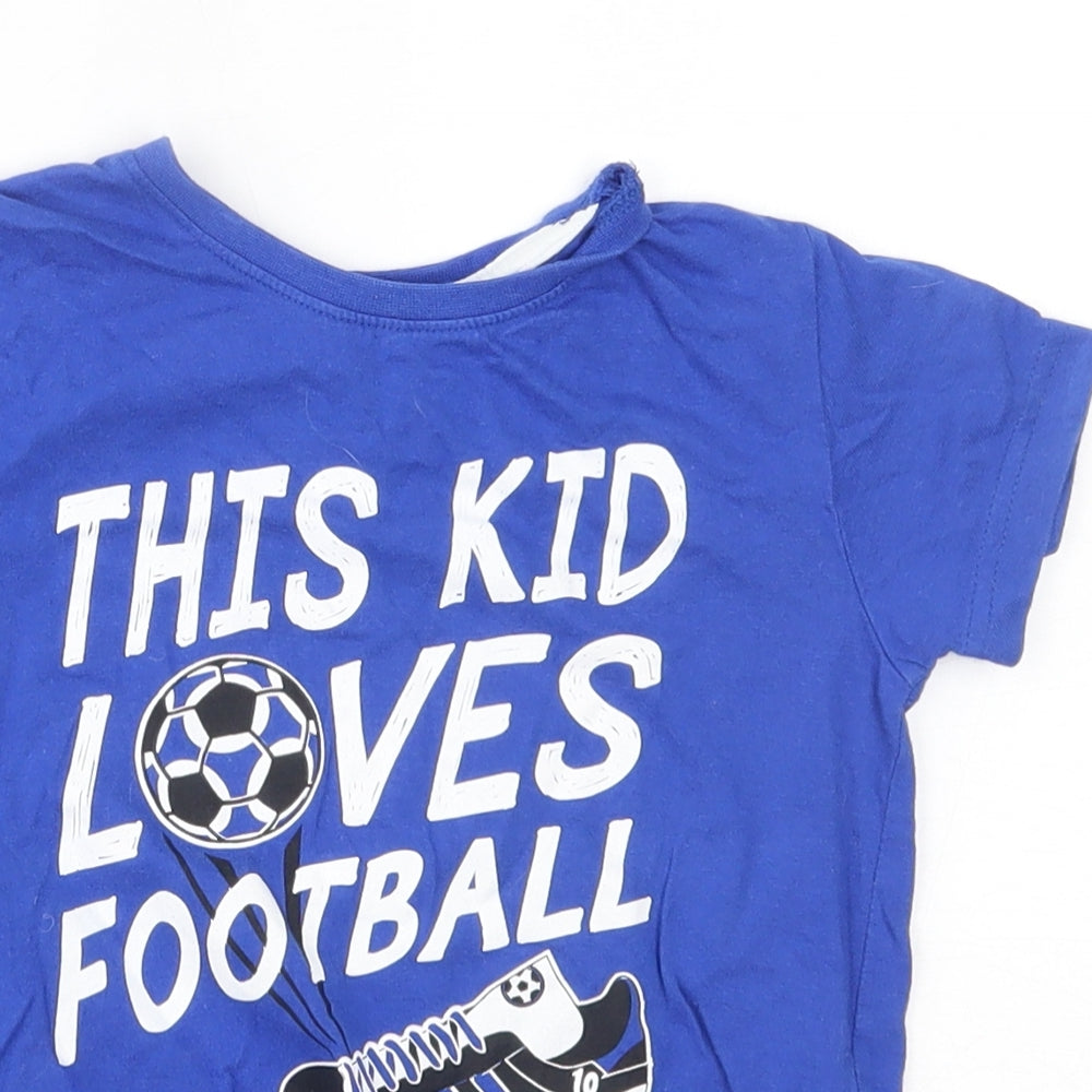Primark Boys Blue   Basic T-Shirt Size 3-4 Years  - this kid loves football