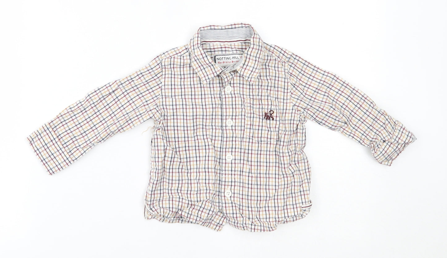 notting hill Boys Multicoloured Plaid  Basic Button-Up Size 6-9 Months
