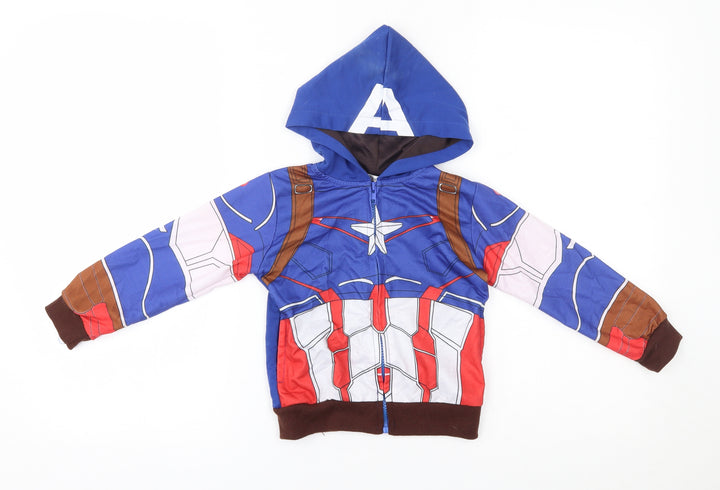 vogue fashion Boys Blue Full Zip Hoodie Size 5 Years - captain america