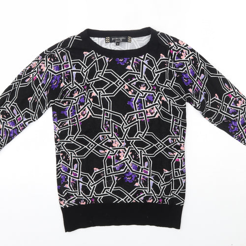 Principles Womens Black Geometric  Pullover Jumper Size 10
