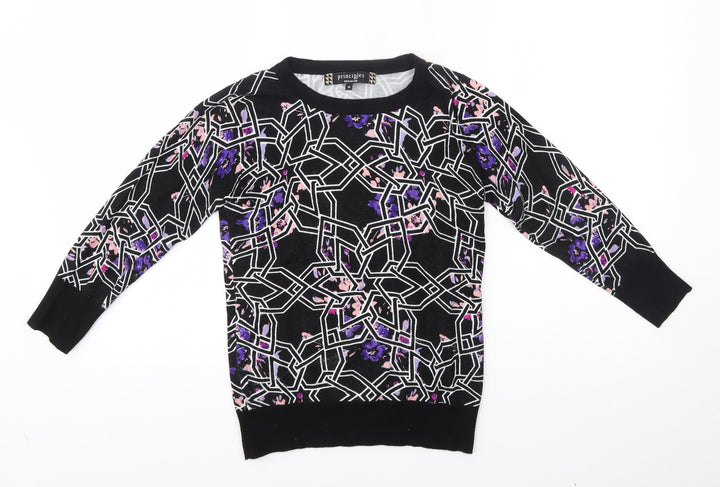 Principles Womens Black Geometric Pullover Jumper Size 10