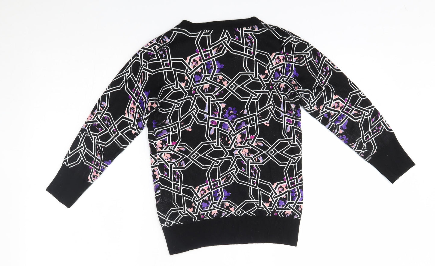 Principles Womens Black Geometric  Pullover Jumper Size 10