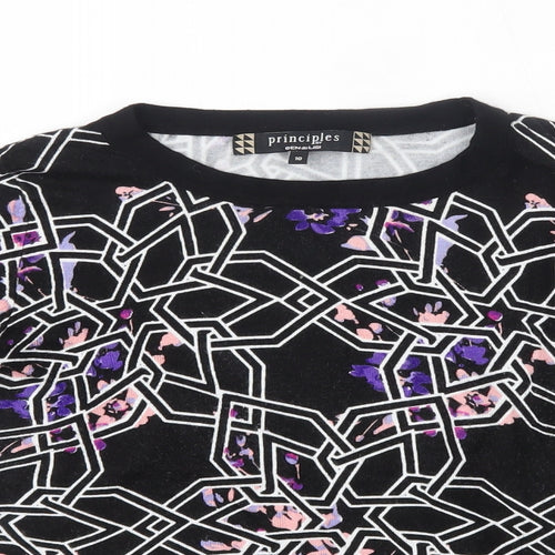 Principles Womens Black Geometric  Pullover Jumper Size 10