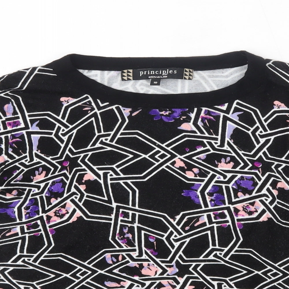 Principles Womens Black Geometric  Pullover Jumper Size 10