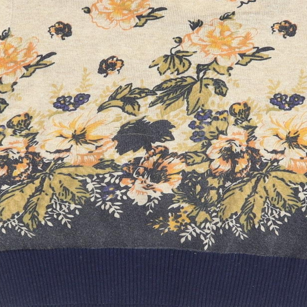 Yumi Womens Beige Floral  Cardigan Jumper Size M