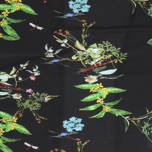 Boohoo Womens Black Floral  Wrap Blouse Size L