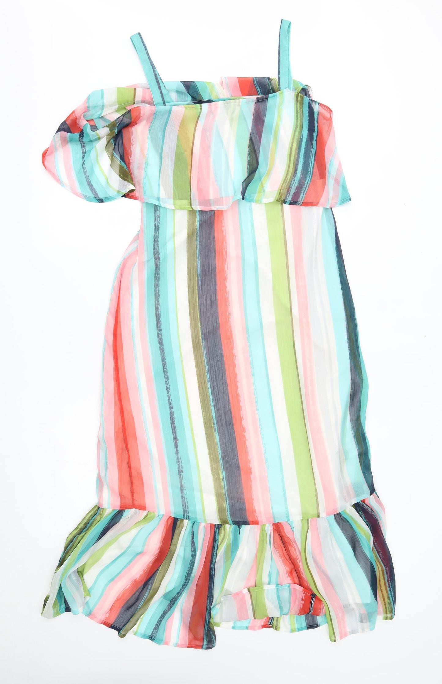 M&S Womens Multicoloured Striped  A-Line  Size 12