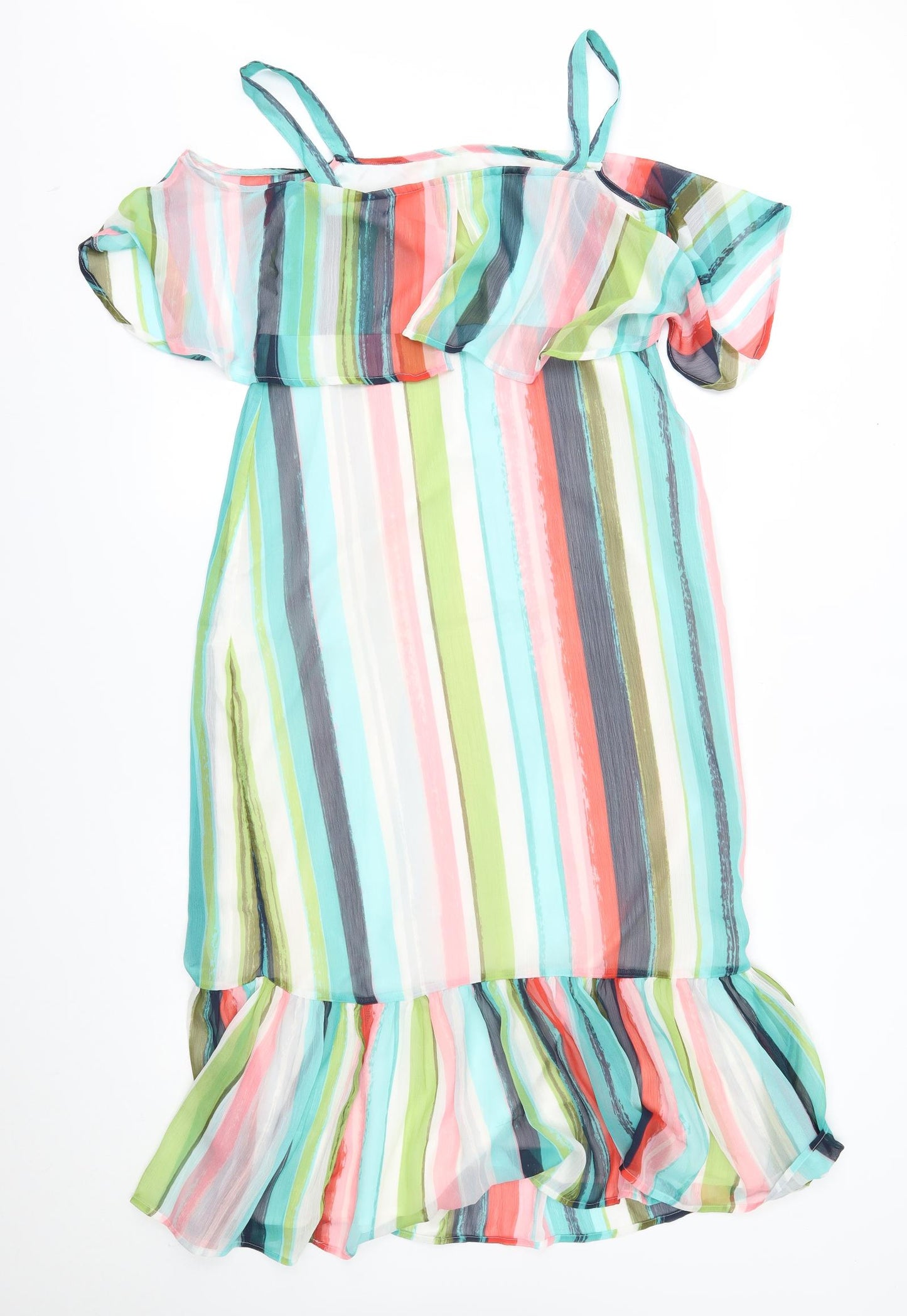 M&S Womens Multicoloured Striped  A-Line  Size 12