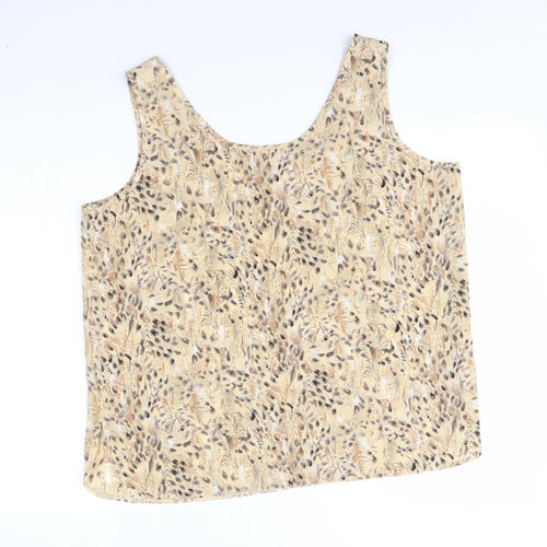Al Paradise Tenerife Womens Beige Floral  Basic Tank Size 16