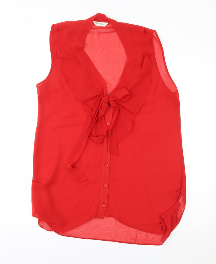 Miss Selfridge Womens Red   Basic Button-Up Size 12  - tie