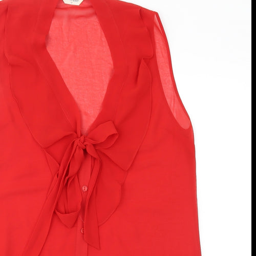 Miss Selfridge Womens Red   Basic Button-Up Size 12  - tie