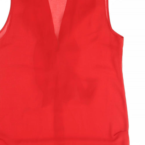 Miss Selfridge Womens Red   Basic Button-Up Size 12  - tie