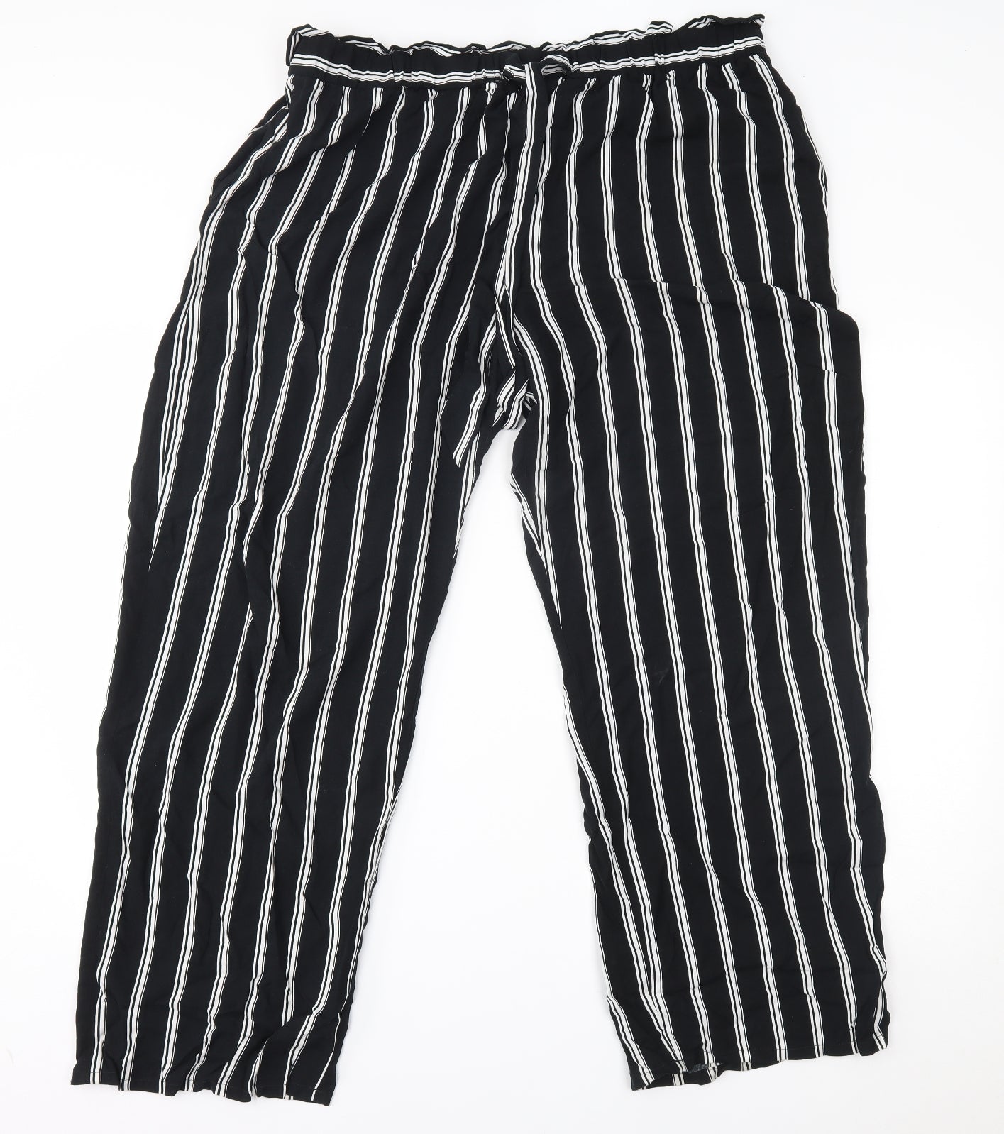 Papaya Womens Black Striped  Trousers  Size 18 L29 in