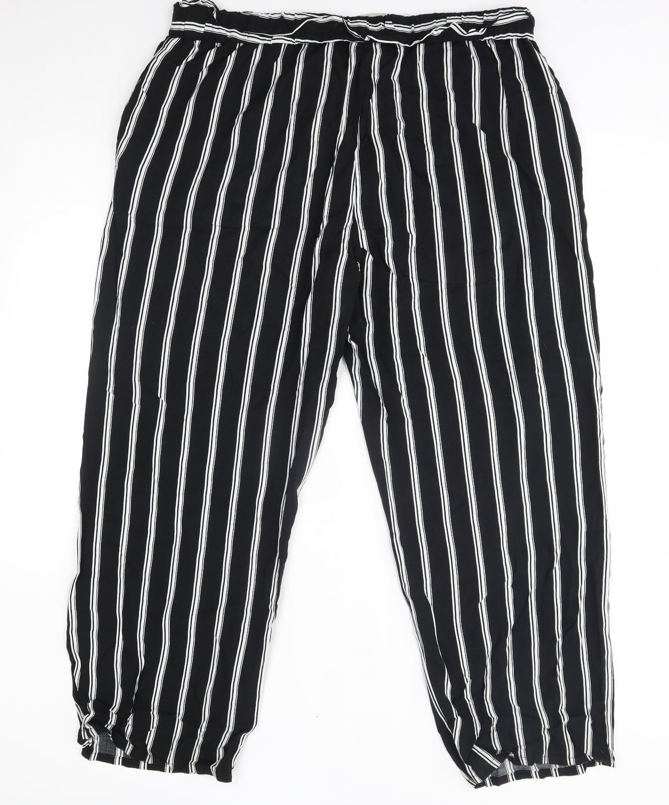 Papaya Womens Black Striped  Trousers  Size 18 L29 in