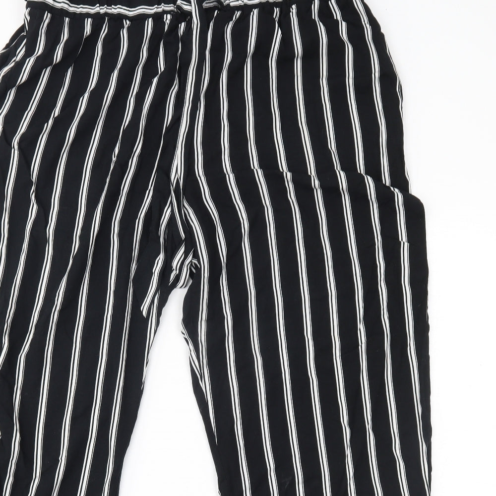 Papaya Womens Black Striped  Trousers  Size 18 L29 in