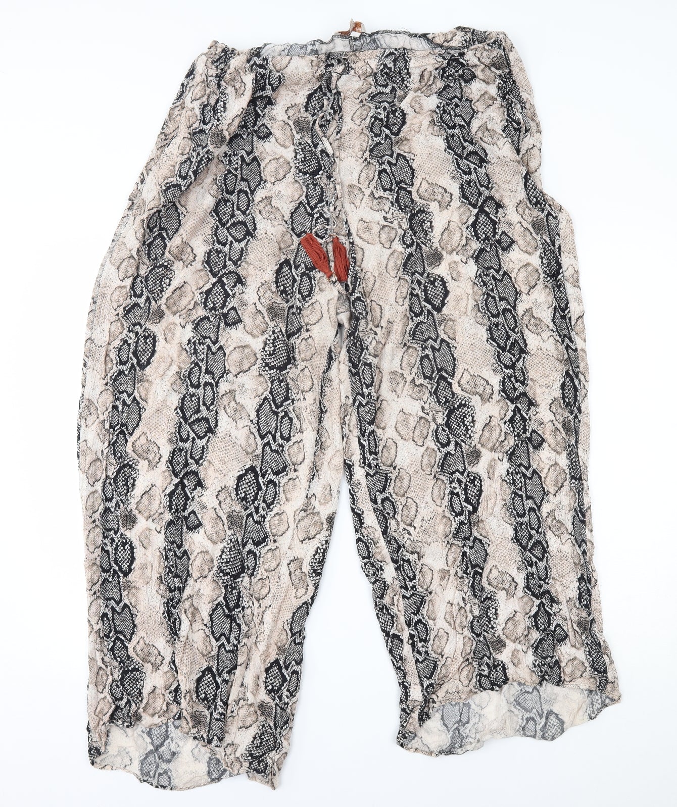 F&F Womens Beige Animal Print  Trousers  Size 16 L25 in