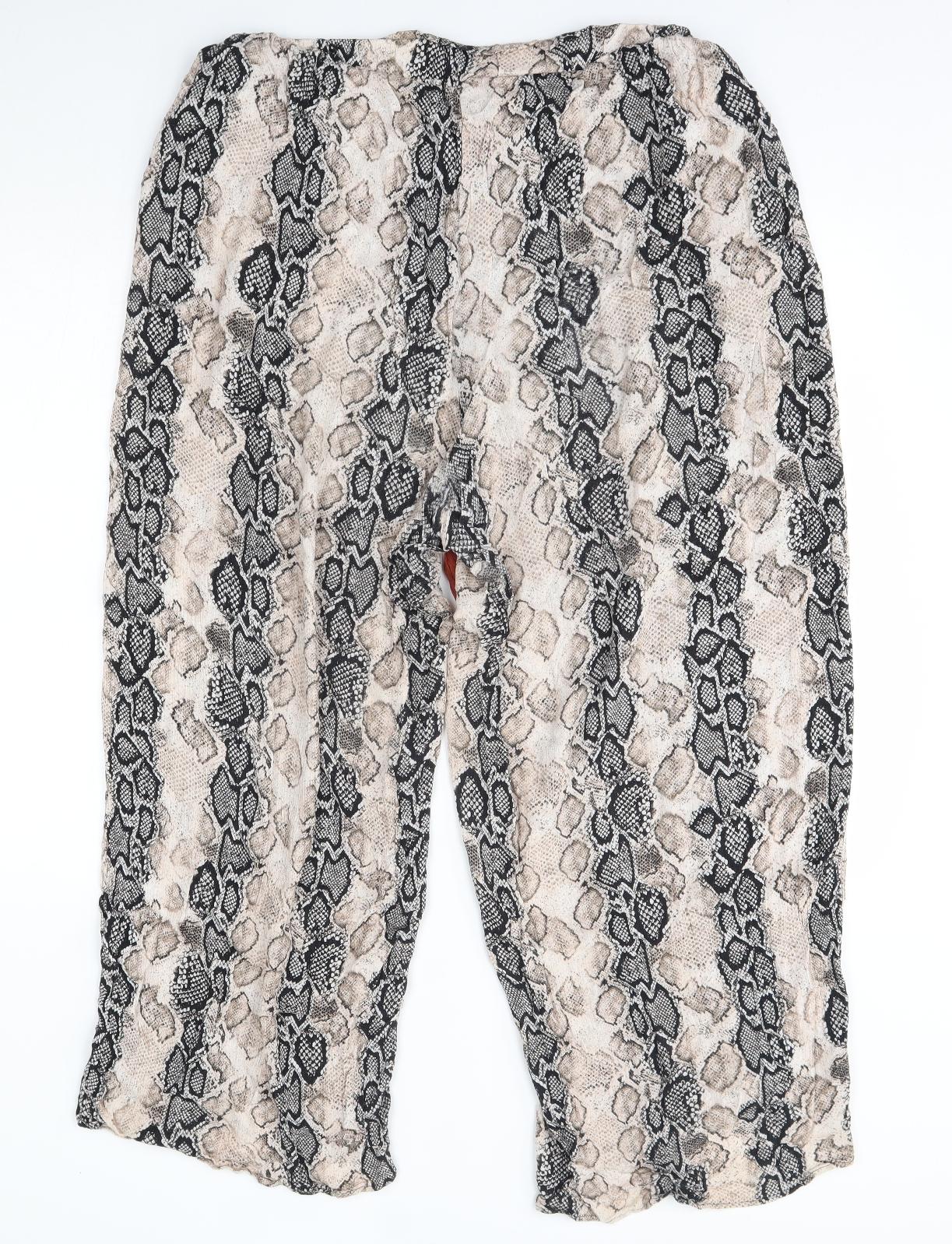 F&F Womens Beige Animal Print  Trousers  Size 16 L25 in