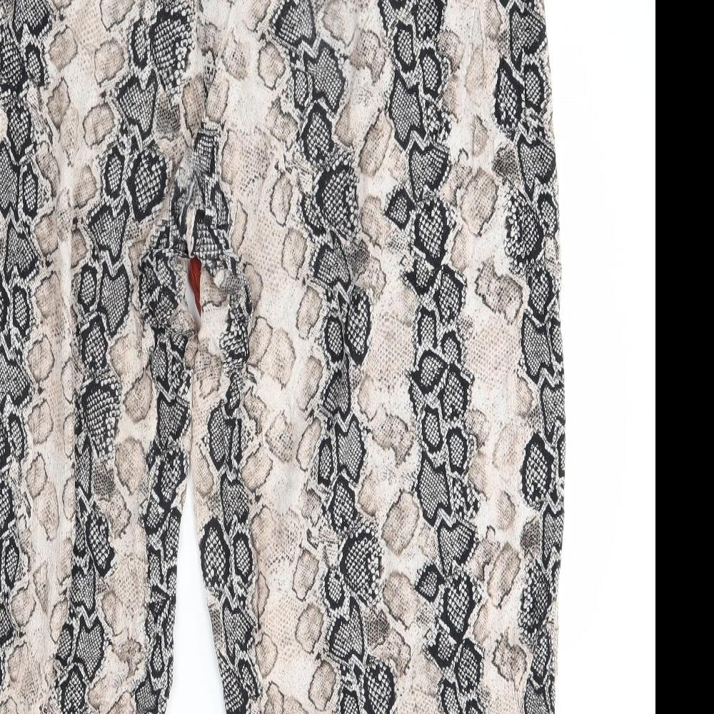 F&F Womens Beige Animal Print  Trousers  Size 16 L25 in
