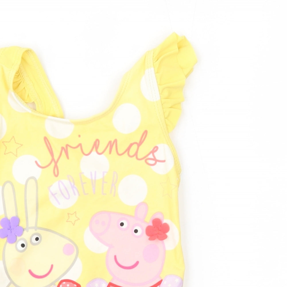 Nutmeg Girls Yellow Polka Dot  Bodysuit One-Piece Size 3-4 Years  - peppa pig