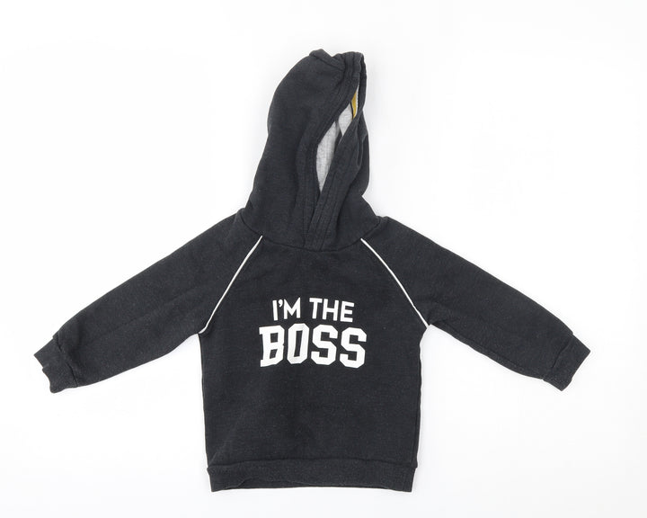 Matalan Boys Black Pullover Hoodie Size 2-3 Years - I'm the boss