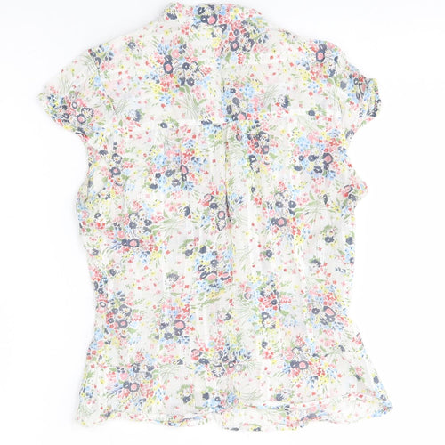 H&M Womens Grey Floral  Basic Button-Up Size 8