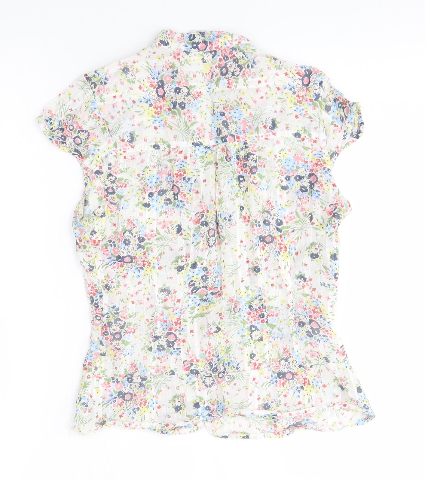H&M Womens Grey Floral  Basic Button-Up Size 8