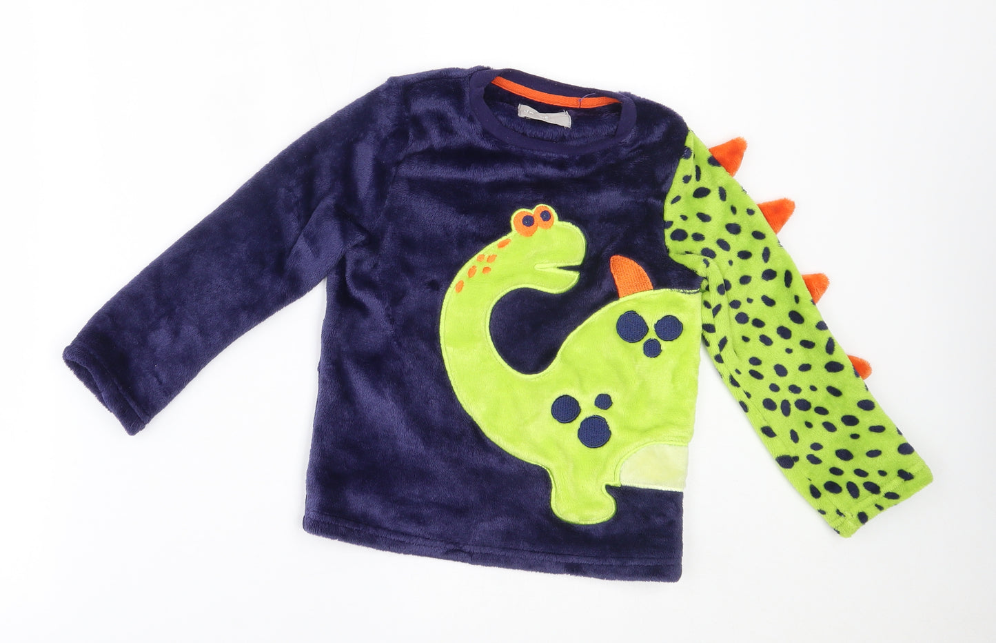jeff & co Boys Blue   Pullover Jumper Size 5-6 Years  - dino with tail spikes