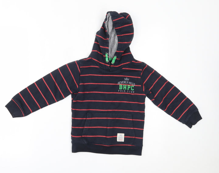 Beverly Hills Boys Black Striped  Pullover Hoodie Size 5-6 Years