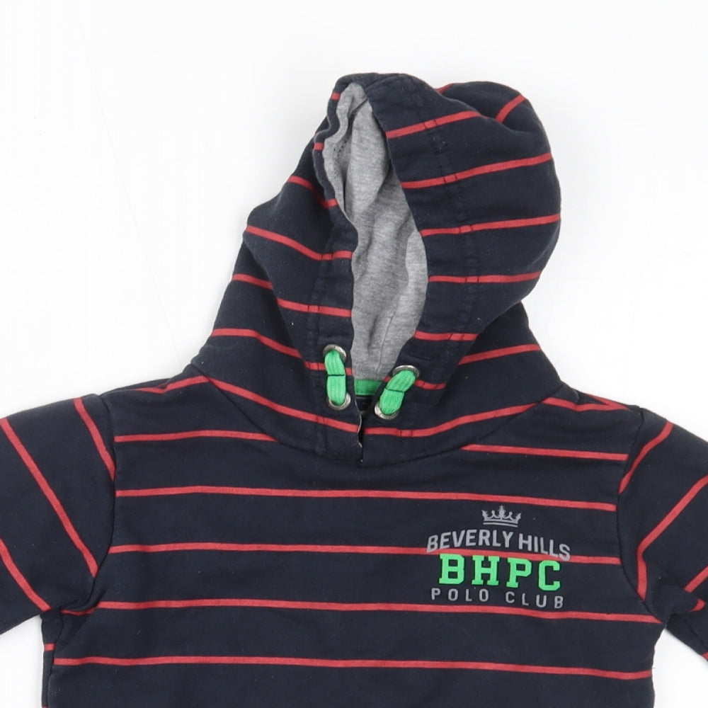 Beverly Hills Boys Black Striped  Pullover Hoodie Size 5-6 Years