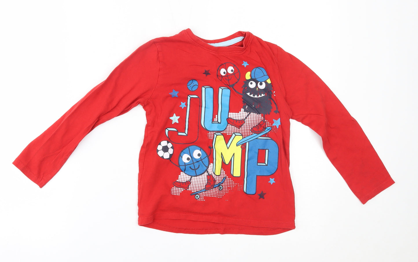 Preworn Boys Red   Basic T-Shirt Size 8 Years  - jump