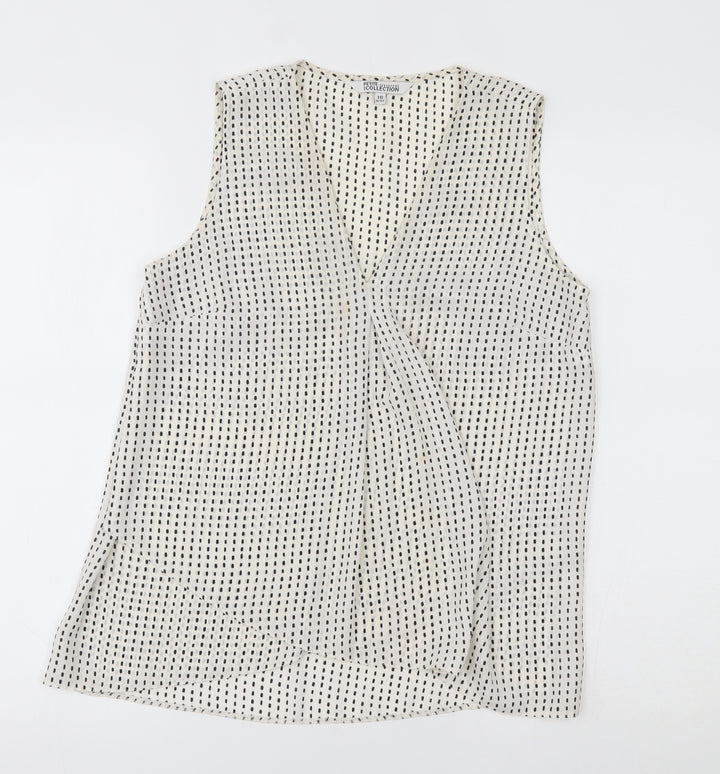 Debenhams Womens White Geometric Basic Blouse Size 10