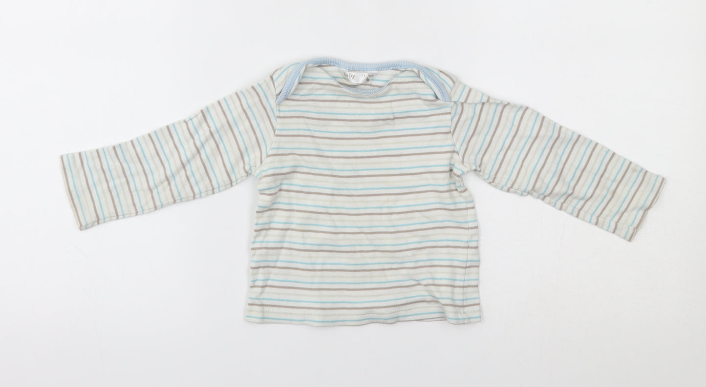 M&Co Baby White Striped  Pullover Jumper Size 12-18 Months