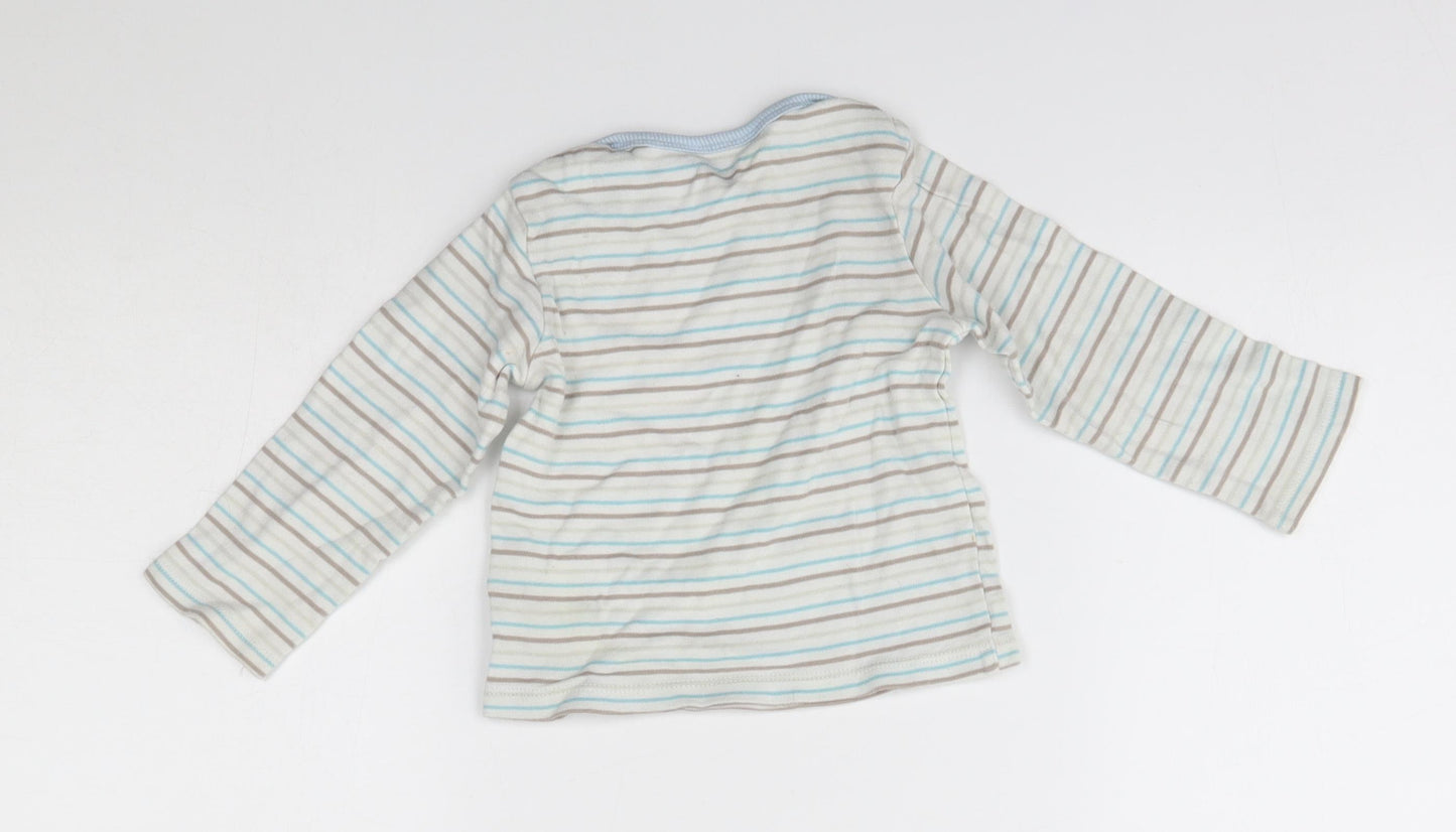 M&Co Baby White Striped  Pullover Jumper Size 12-18 Months