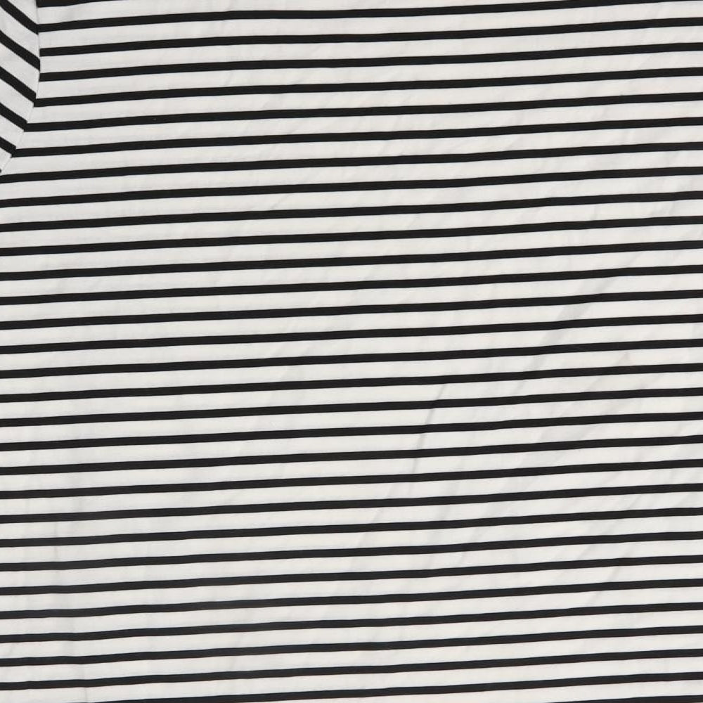 TU Womens White Striped  Basic T-Shirt Size 16