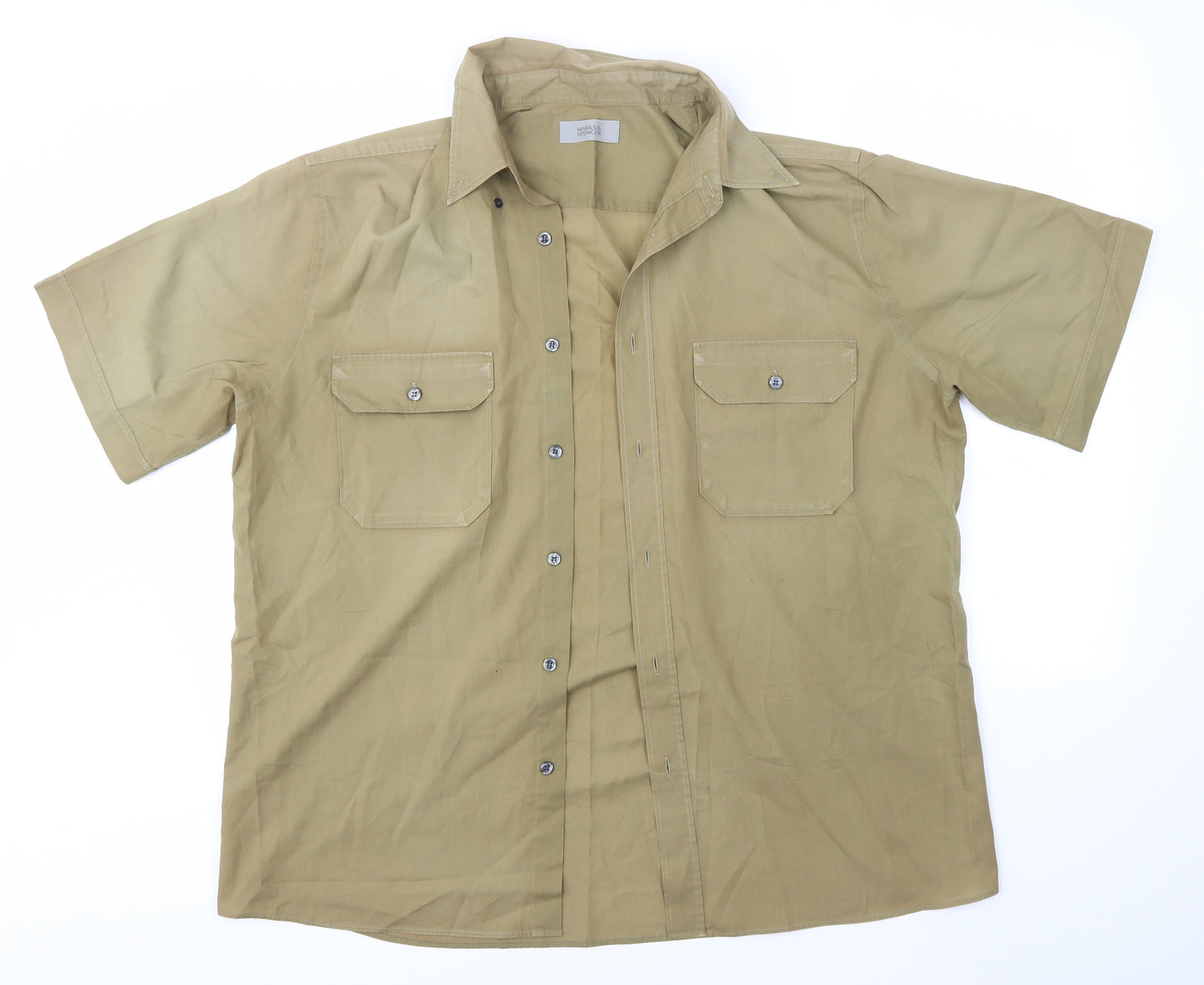 M&S Mens Green    Button-Up Size L  - Olive