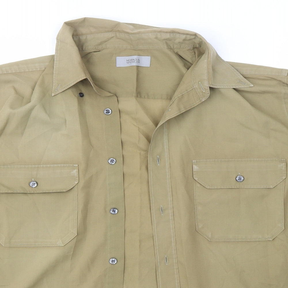 M&S Mens Green    Button-Up Size L  - Olive