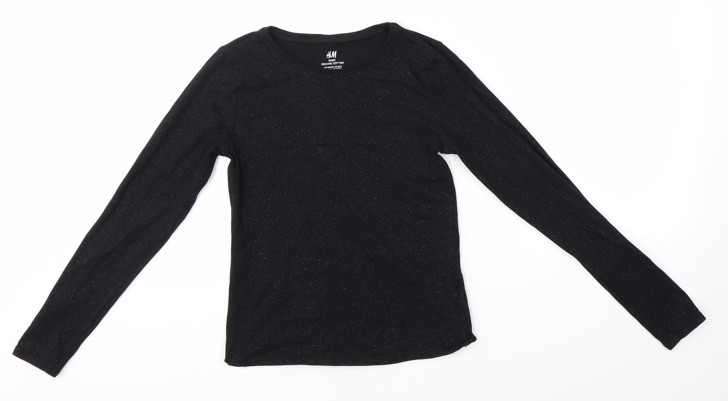 H&M Girls Black   Basic Blouse Size 10-11 Years
