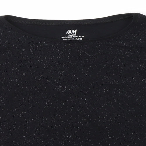 H&M Girls Black   Basic Blouse Size 10-11 Years