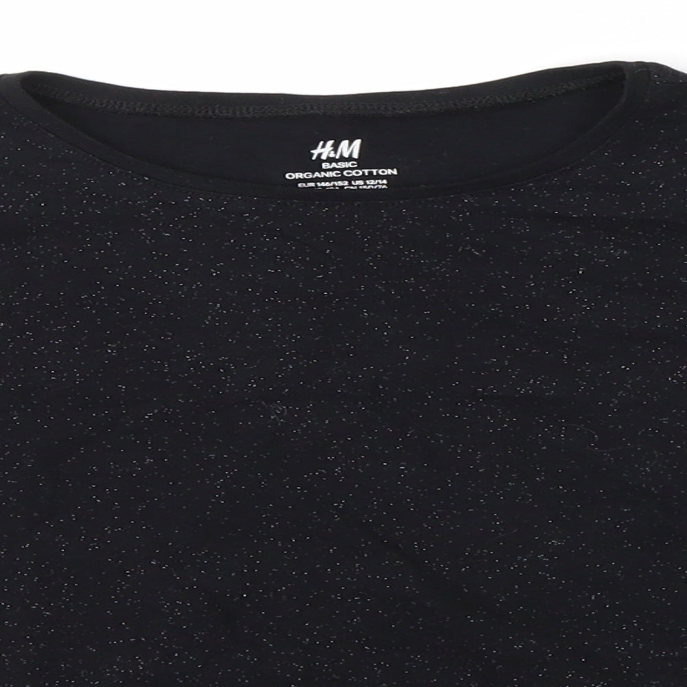 H&M Girls Black   Basic Blouse Size 10-11 Years
