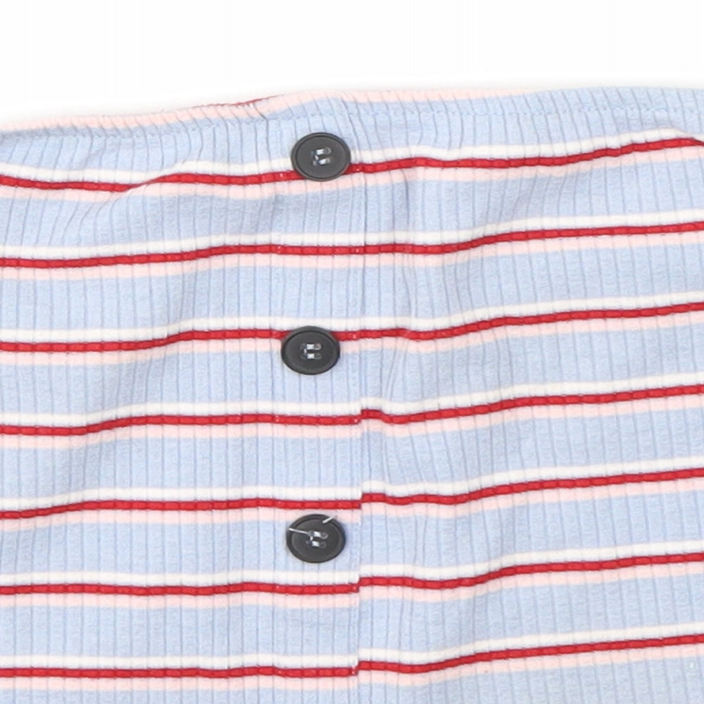 New Look Womens Blue Striped  Basic Blouse Size 14